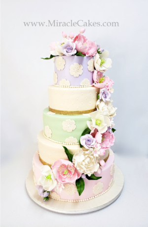 Wedding Cake with spring flowers